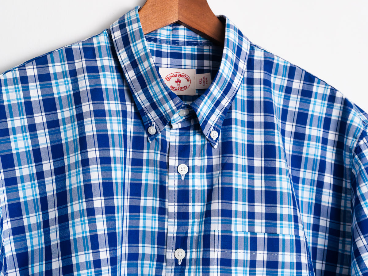 Camisa Brooks Brothers Red Fleece azul a cuadros — Talla XXL