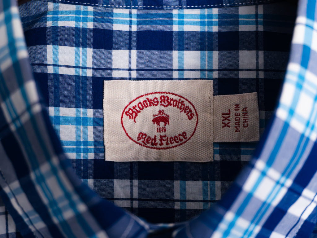 Camisa Brooks Brothers Red Fleece azul a cuadros — Talla XXL