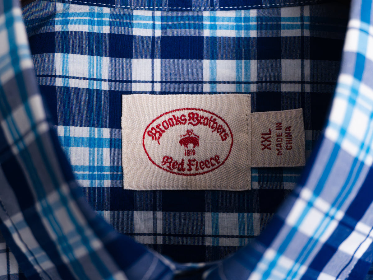 Camisa Brooks Brothers Red Fleece azul a cuadros — Talla XXL