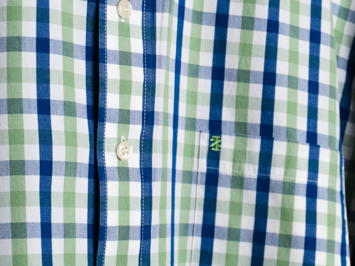 Camisa Izod de cuadros verdes, azules y blancos — Talla XXL