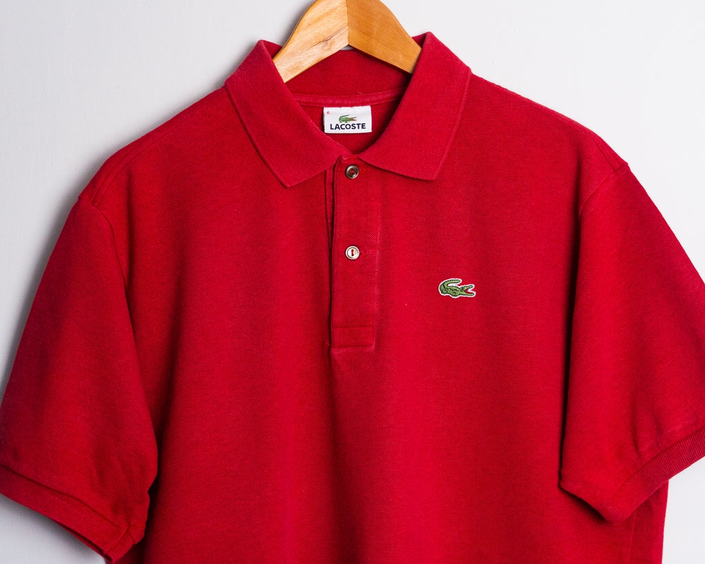 Polera polo Lacoste vintage roja con logo — Talla L