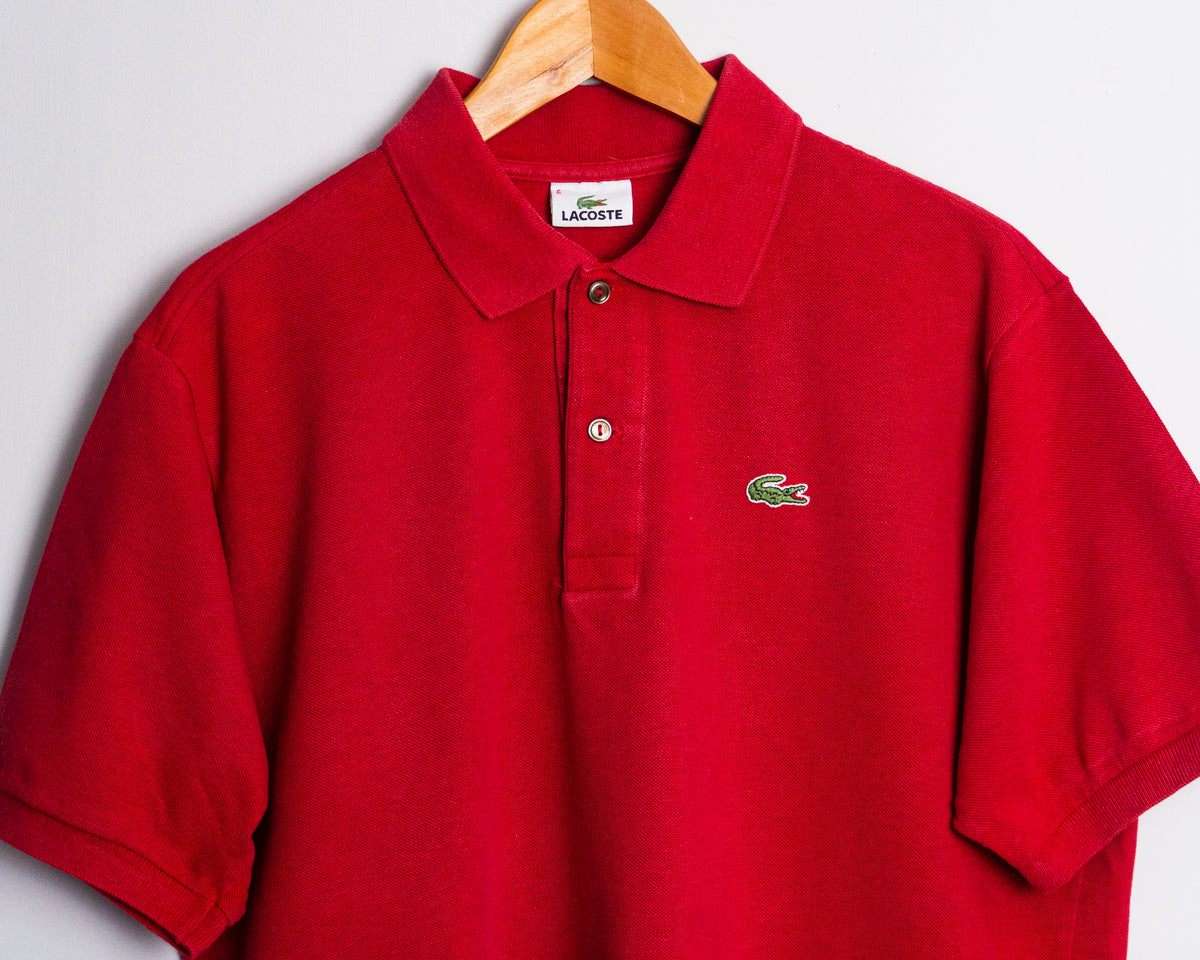 Polera polo Lacoste vintage roja con logo — Talla L
