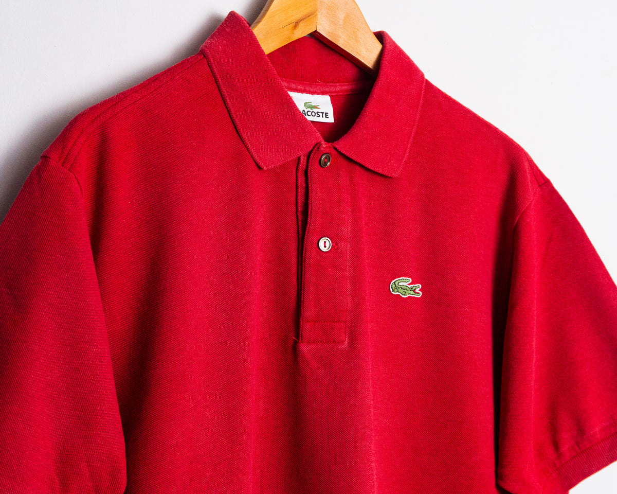 Polera polo Lacoste vintage roja con logo — Talla L