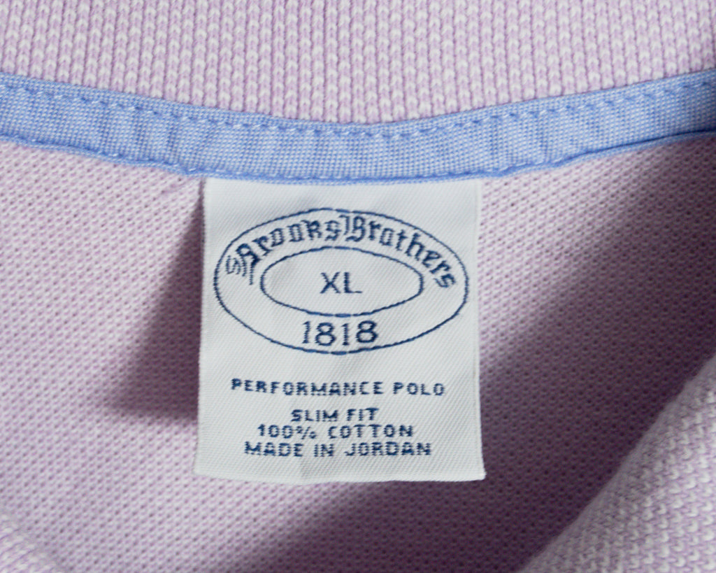 Polera polo Brooks Brothers rosa — Talla XL Slim Fit