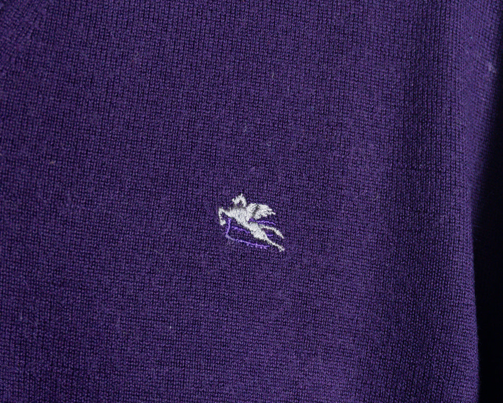 Suéter Etro morado de lana con cuello en V — Talla L