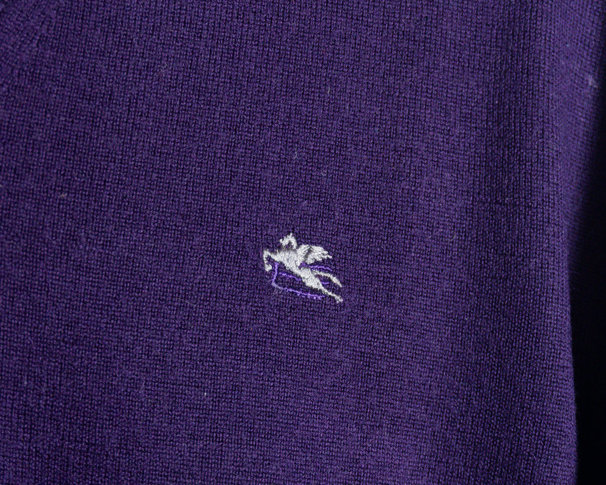 Suéter Etro morado de lana con cuello en V — Talla L