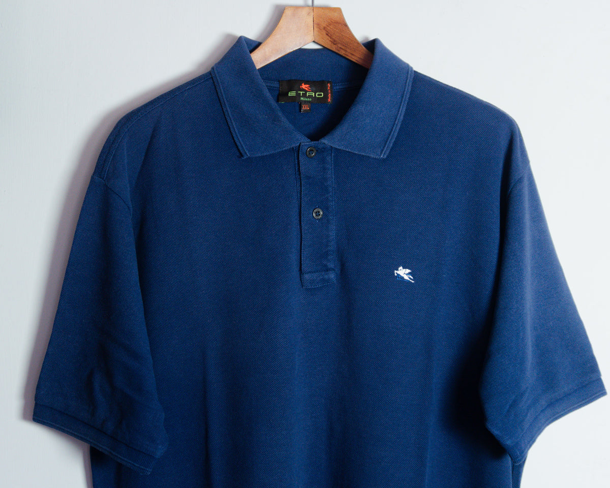Polera polo Etro azul marino — Talla XXL
