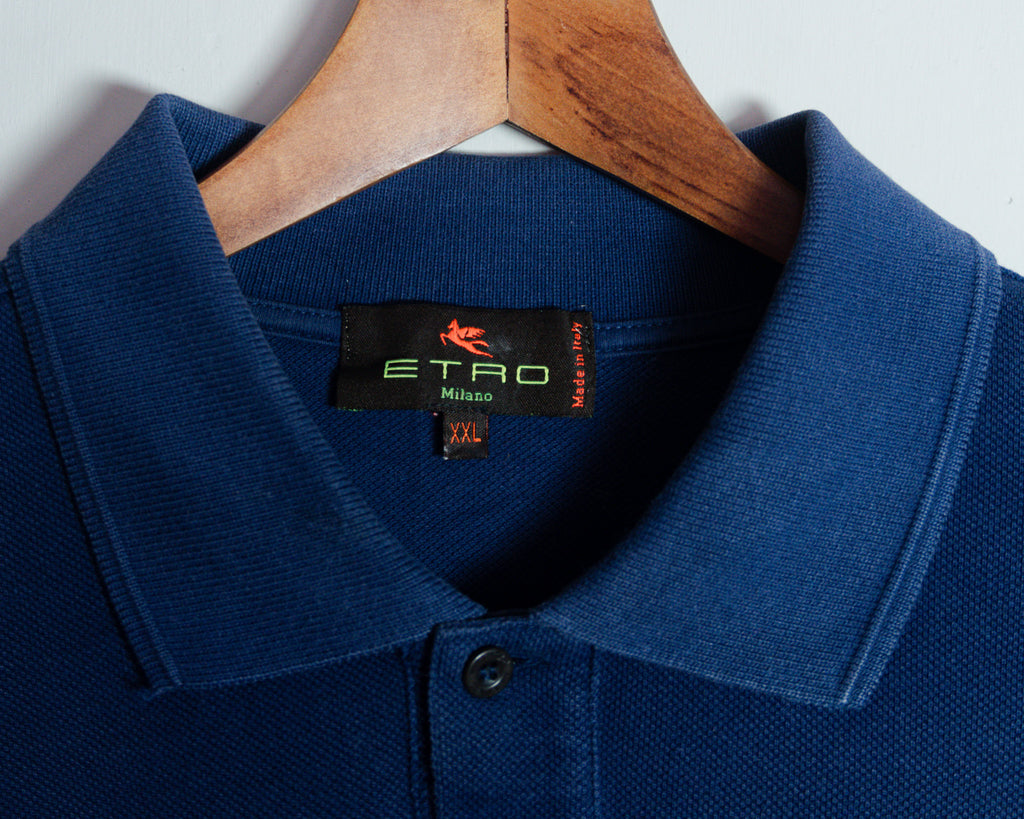 Polera polo Etro azul marino — Talla XXL