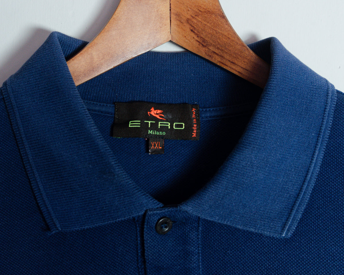 Polera polo Etro azul marino — Talla XXL