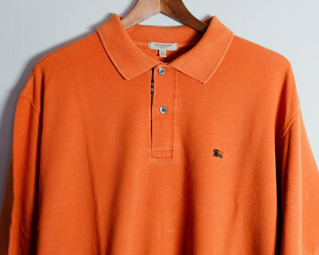 Polera polo vintage Burberry London naranja — Talla XL
