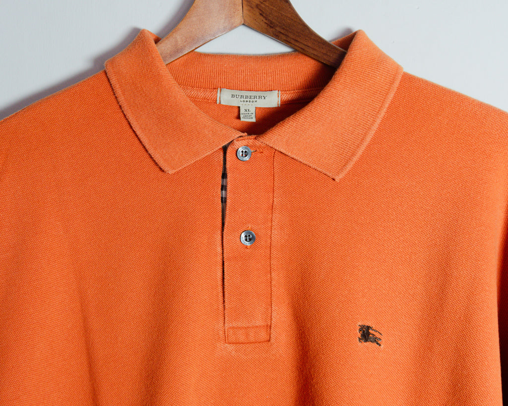 Polera polo vintage Burberry London naranja — Talla XL