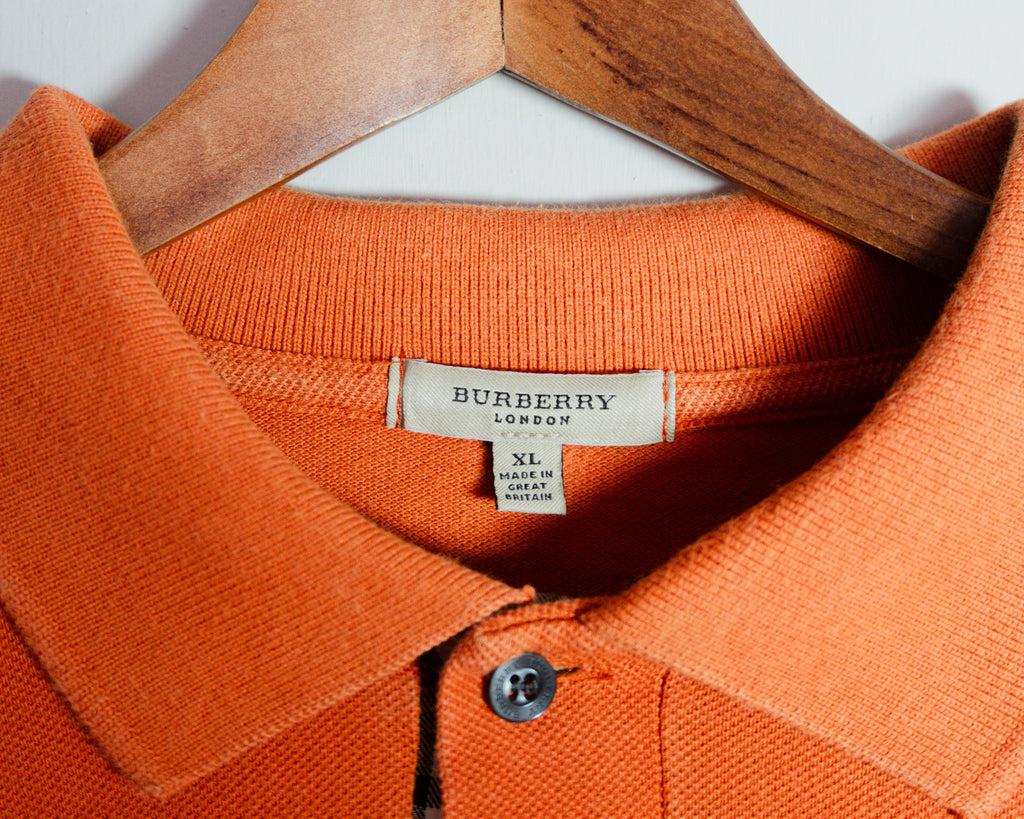 Polera polo vintage Burberry London naranja — Talla XL