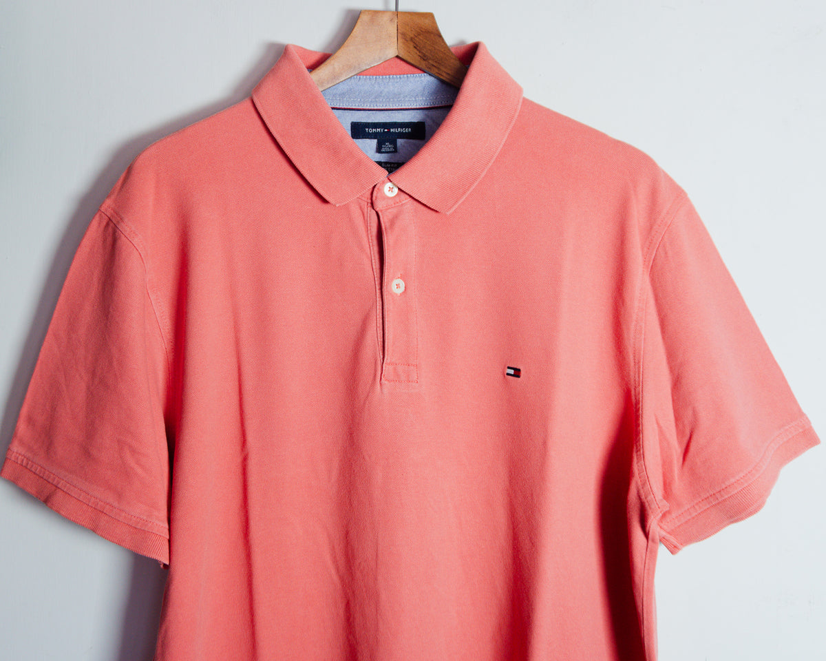 Polera polo Tommy Hilfiger salmón — Talla XL Slim Fit