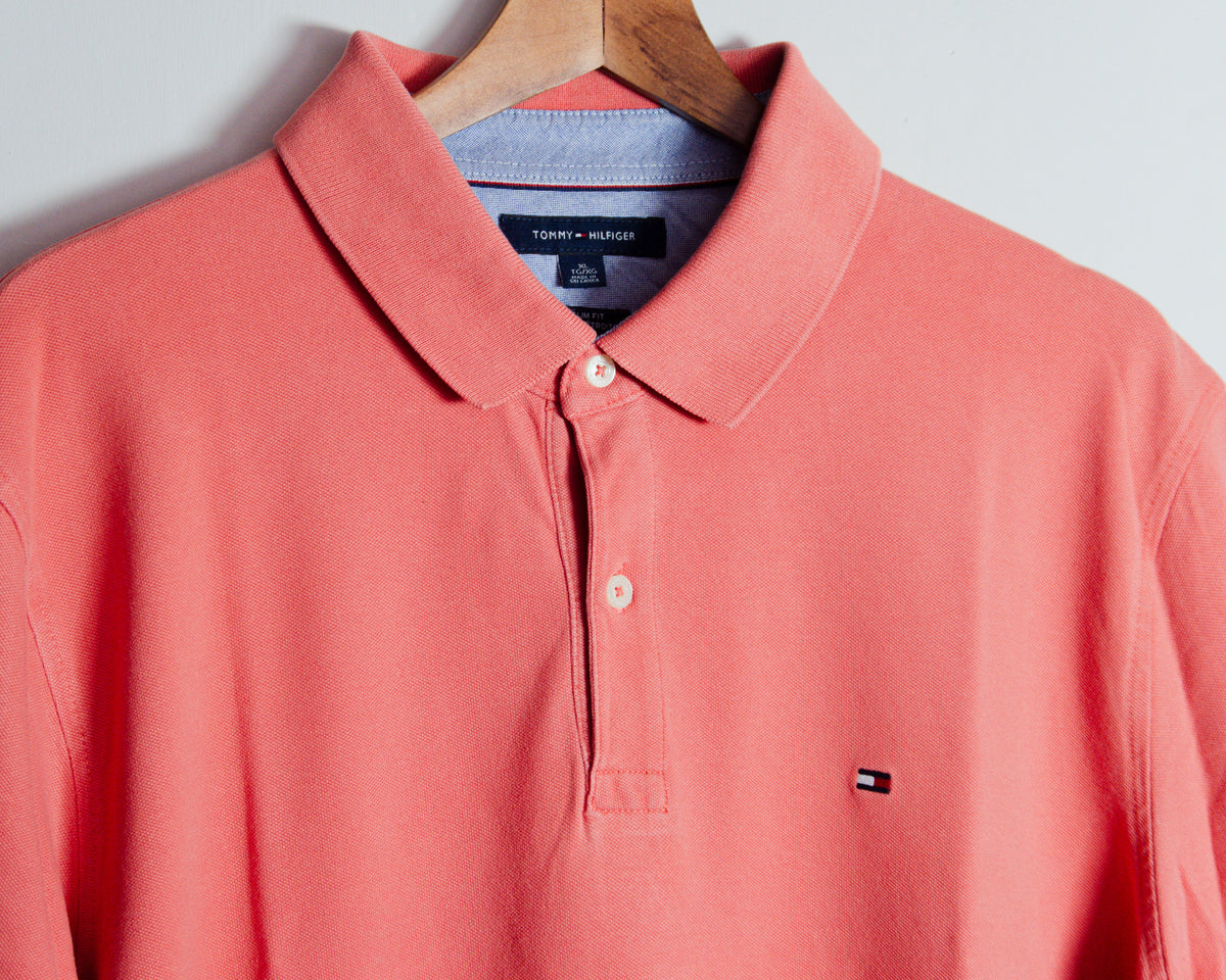Polera polo Tommy Hilfiger salmón — Talla XL Slim Fit