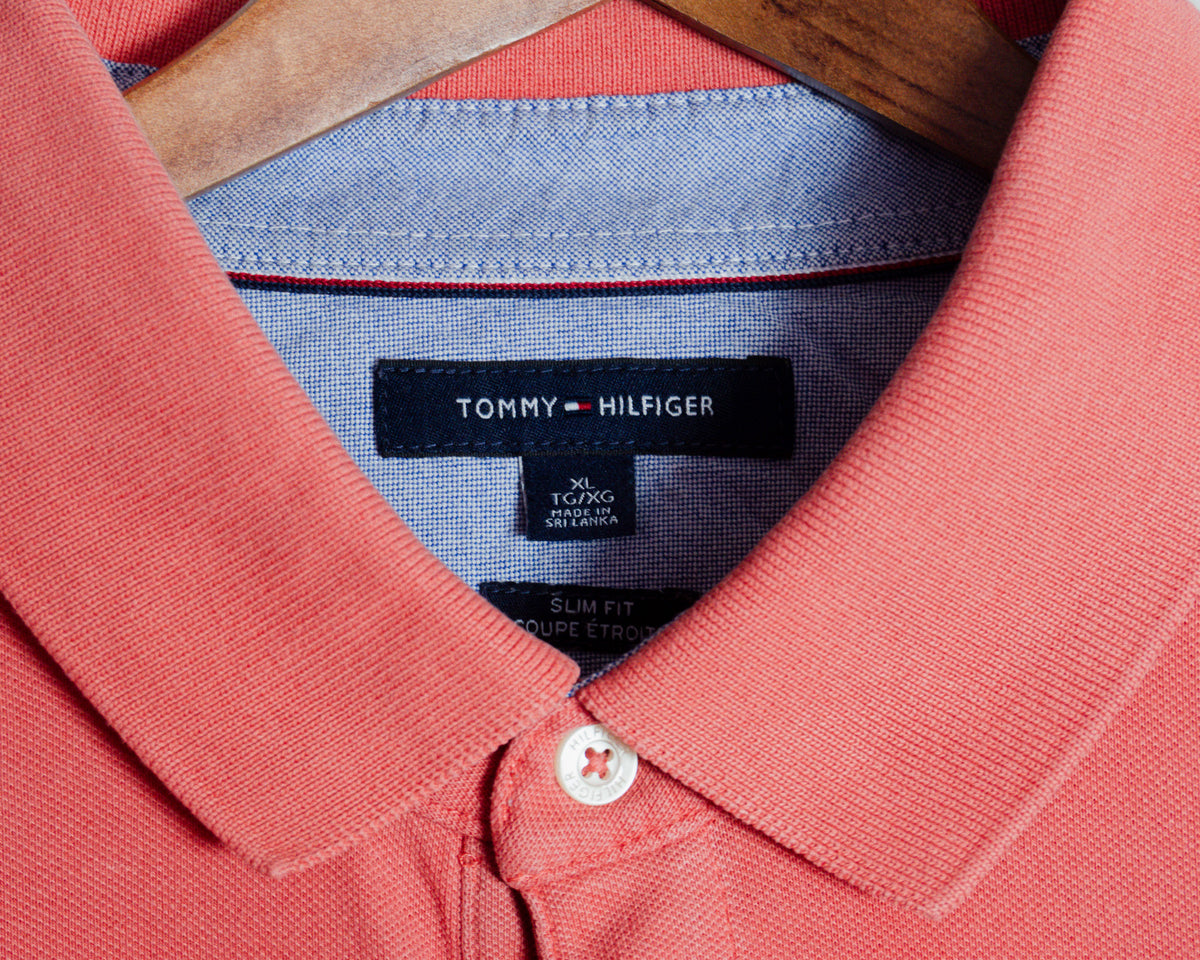 Polera polo Tommy Hilfiger salmón — Talla XL Slim Fit