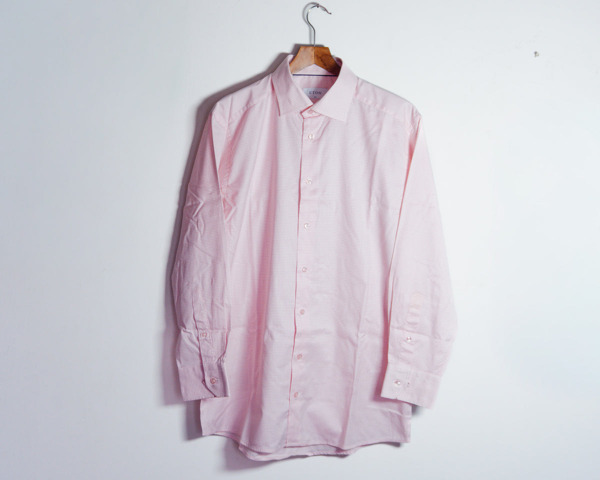 Camisa Eton rosa a microcuadros — Talla 16 / 41