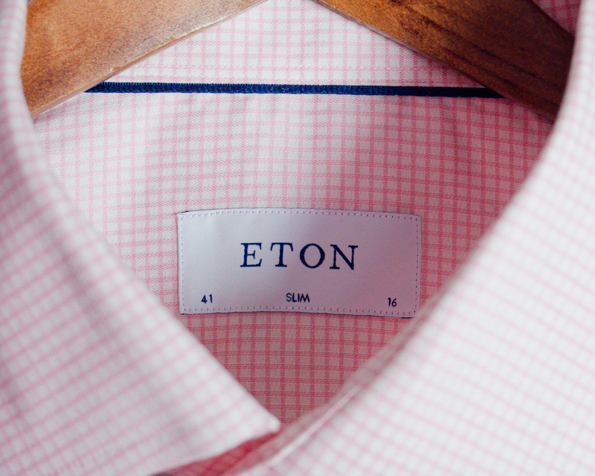 Camisa Eton rosa a microcuadros — Talla 16 / 41