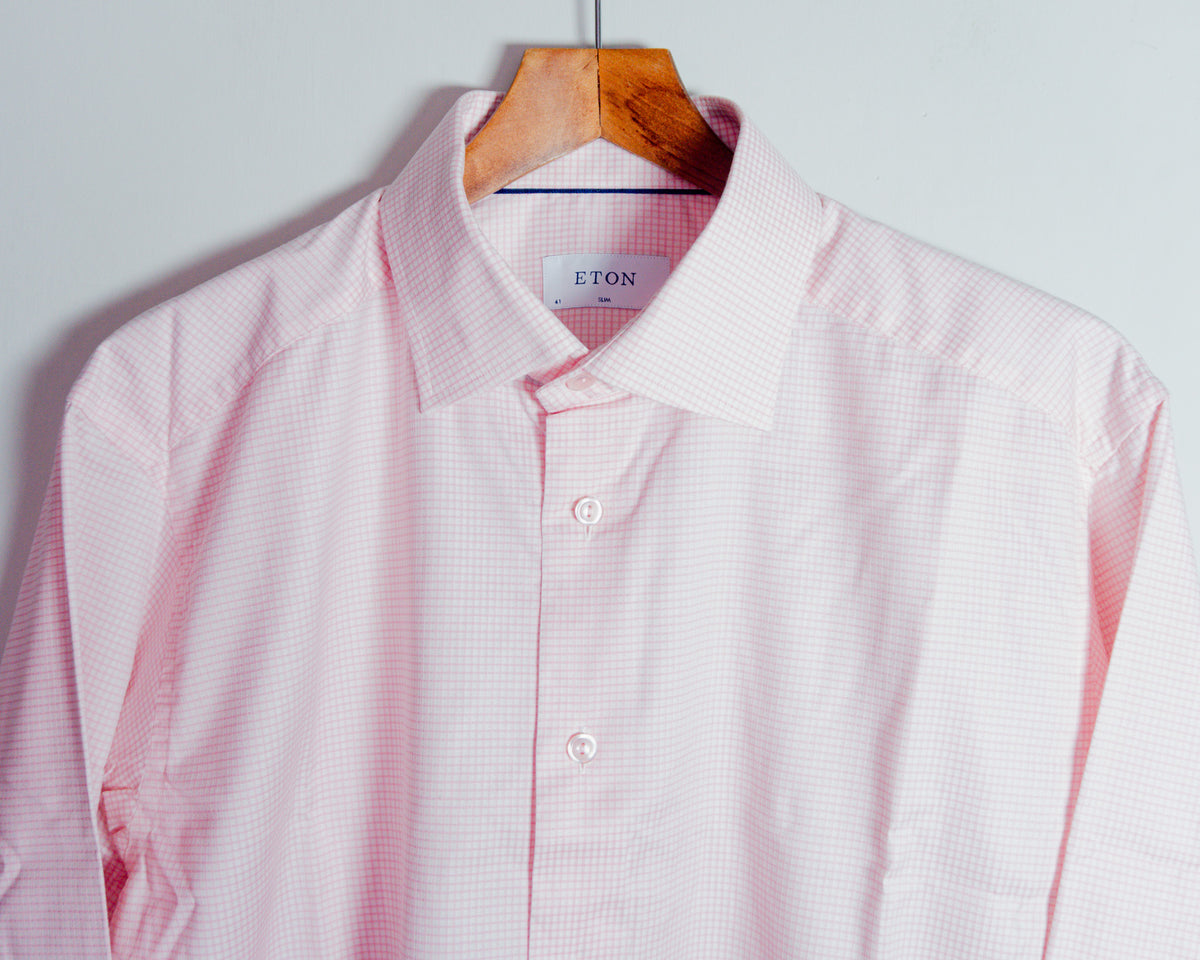 Camisa Eton rosa a microcuadros — Talla 16 / 41