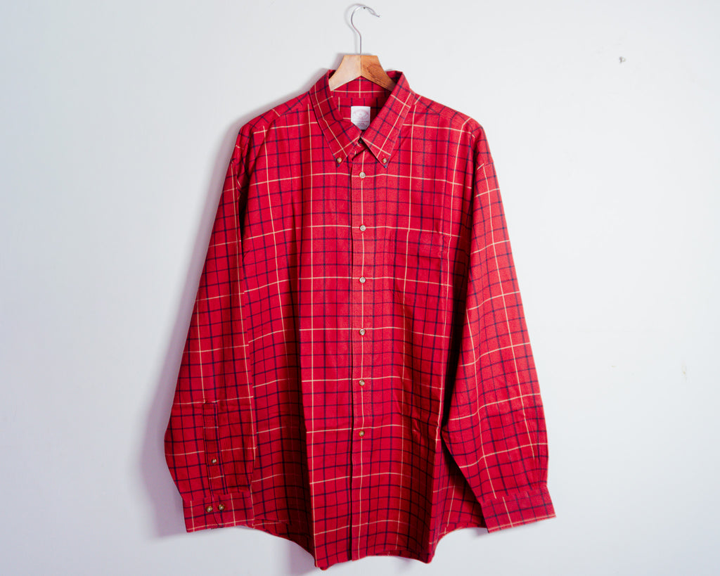 Camisa Brooks Brothers 346 roja a cuadros — Talla XL