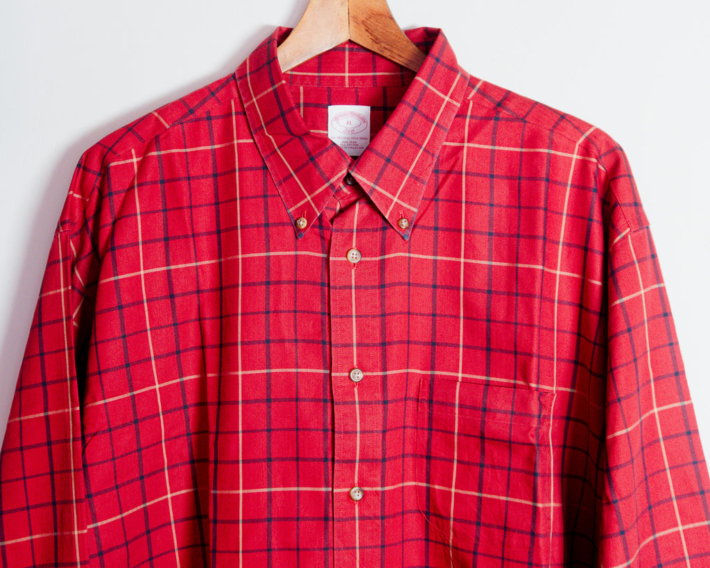 Camisa Brooks Brothers 346 roja a cuadros — Talla XL