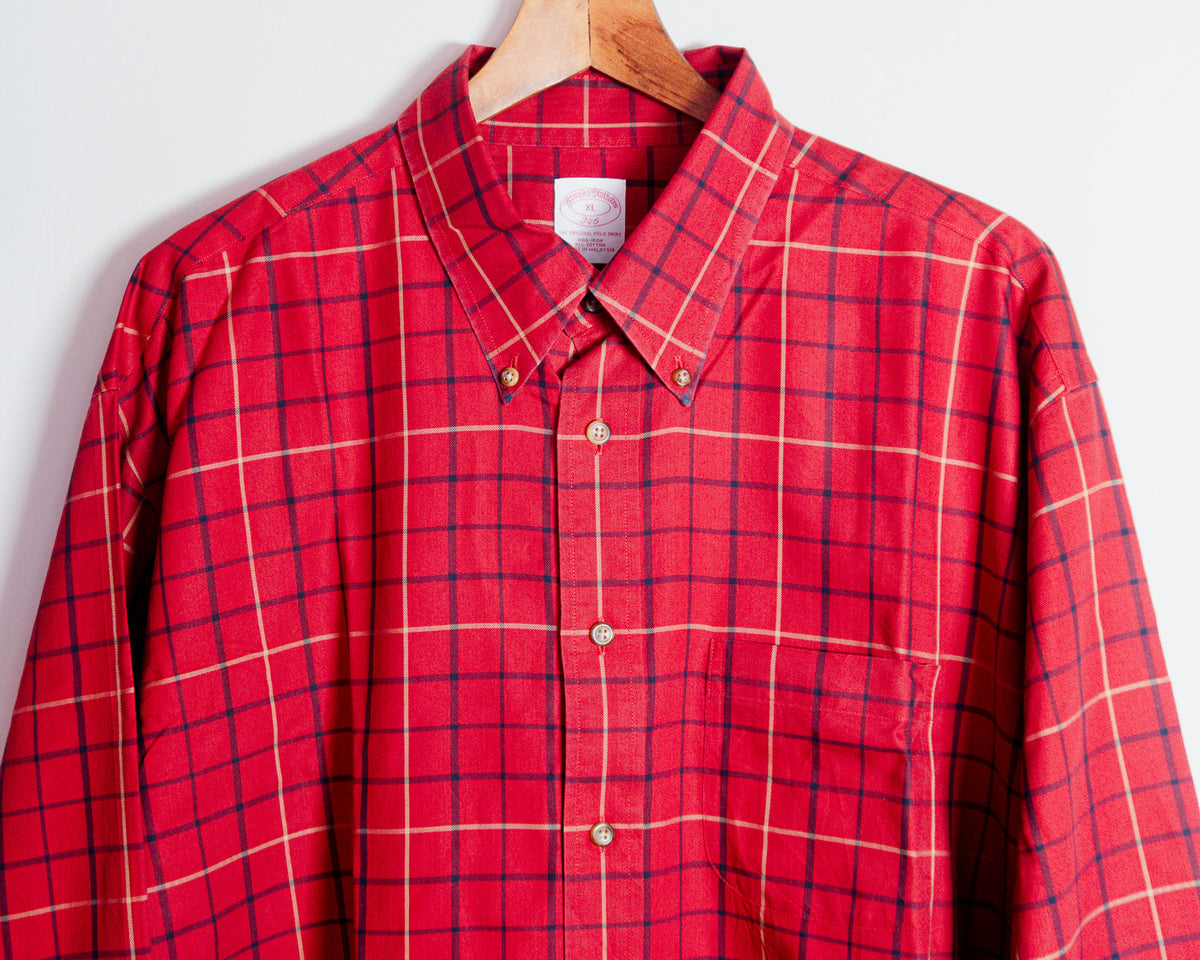 Camisa Brooks Brothers 346 roja a cuadros — Talla XL