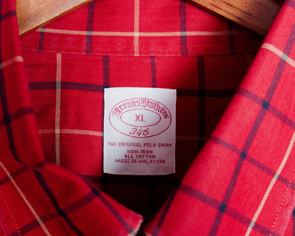 Camisa Brooks Brothers 346 roja a cuadros — Talla XL