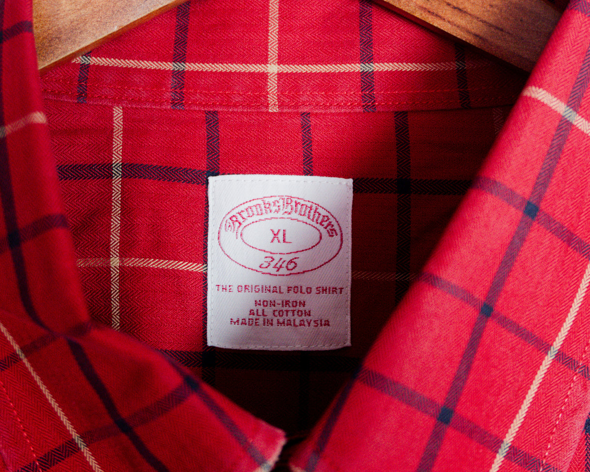 Camisa Brooks Brothers 346 roja a cuadros — Talla XL