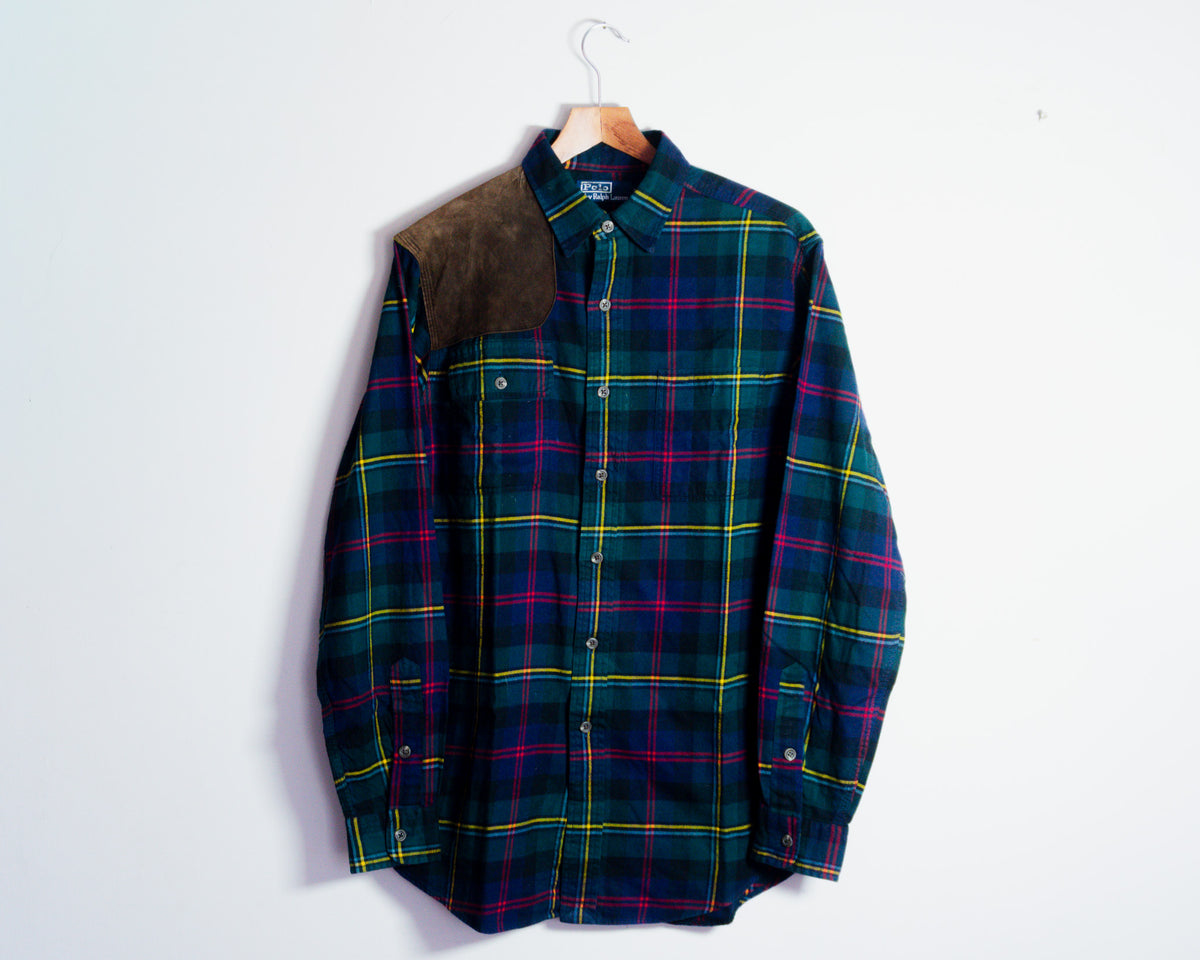Camisa Polo Ralph Lauren tartán con parche en el hombro — Talla M