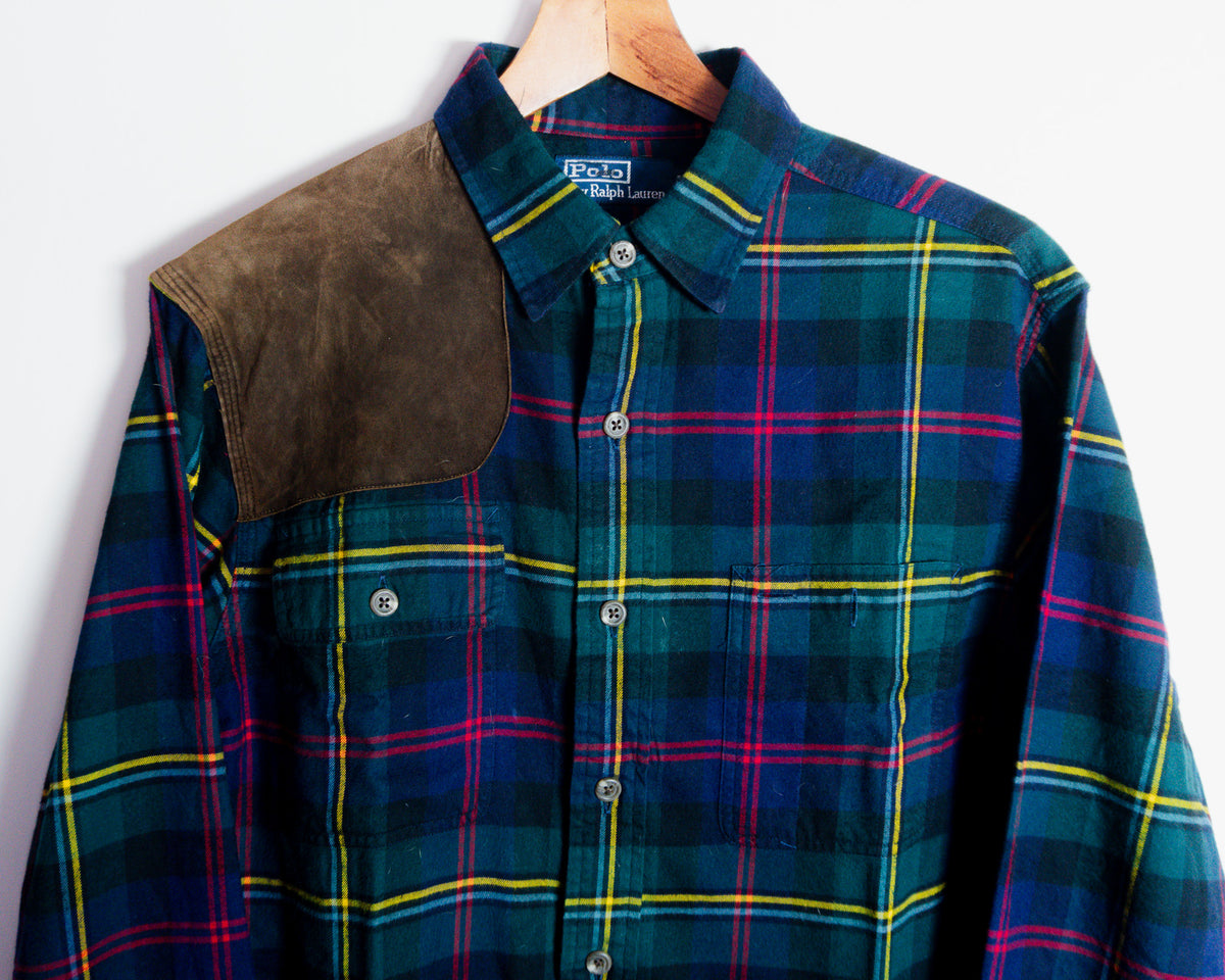 Camisa Polo Ralph Lauren tartán con parche en el hombro — Talla M