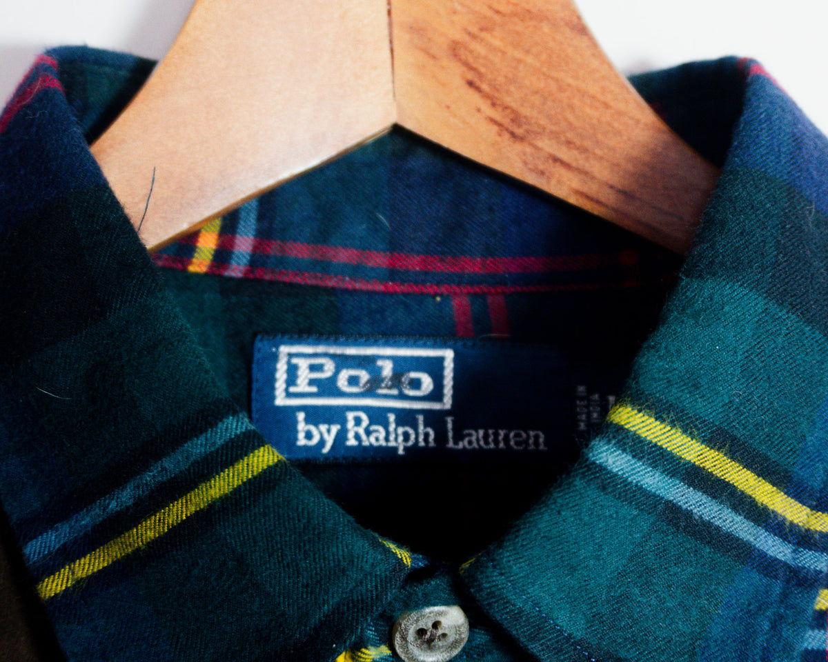 Camisa Polo Ralph Lauren tartán con parche en el hombro — Talla M