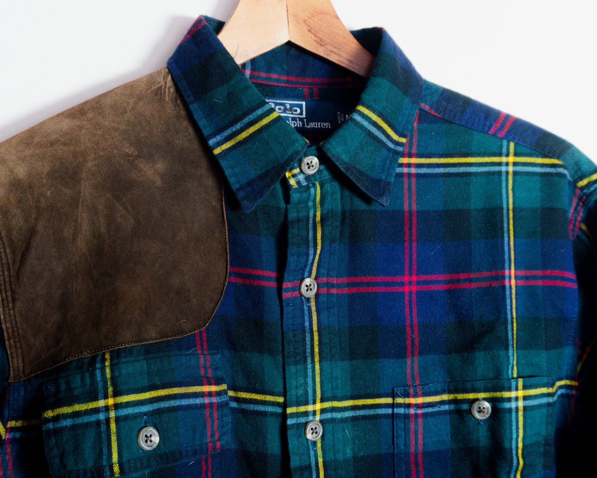 Camisa Polo Ralph Lauren tartán con parche en el hombro — Talla M