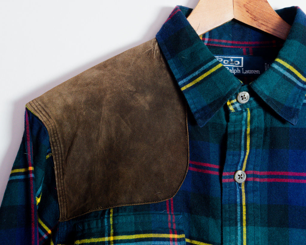 Camisa Polo Ralph Lauren tartán con parche en el hombro — Talla M