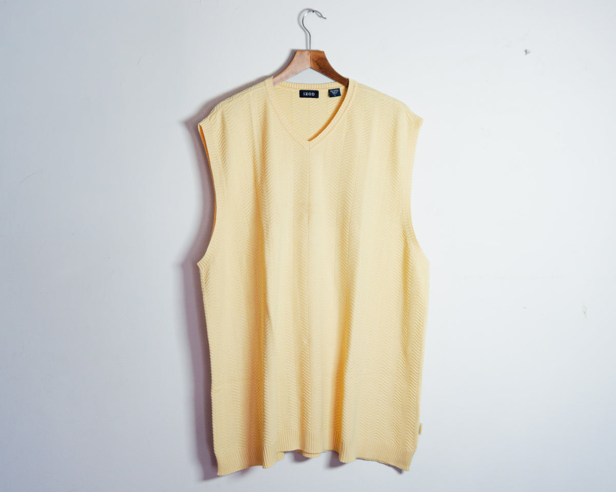 Chaleco IZOD amarillo sin mangas — Talla L, calce amplio