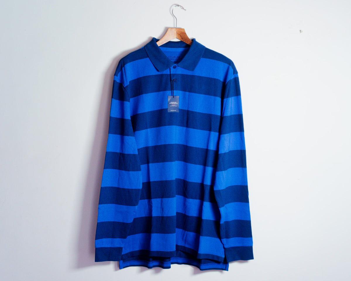 Polera polo Charles Tyrwhitt de rayas azules — Talla XL