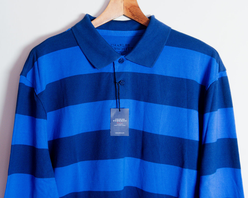 Polera polo Charles Tyrwhitt de rayas azules — Talla XL