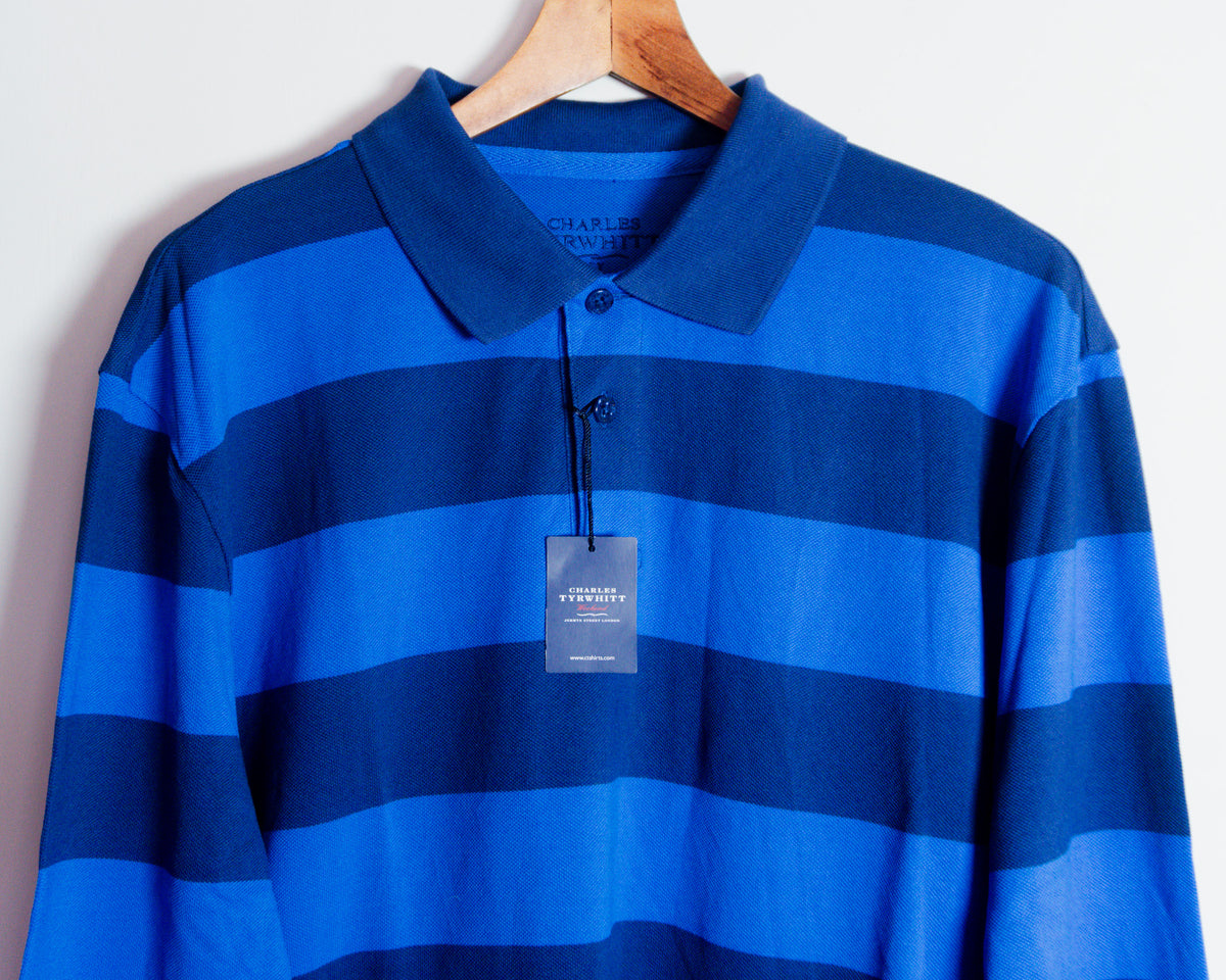 Polera polo Charles Tyrwhitt de rayas azules — Talla XL