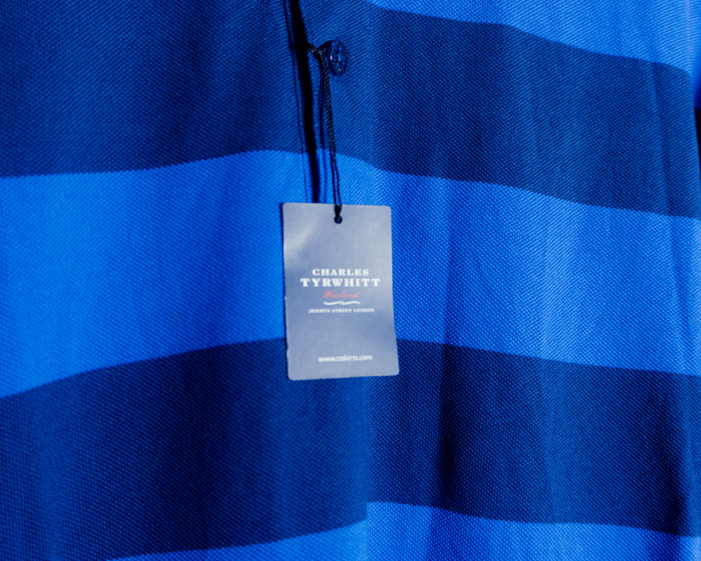 Polera polo Charles Tyrwhitt de rayas azules — Talla XL
