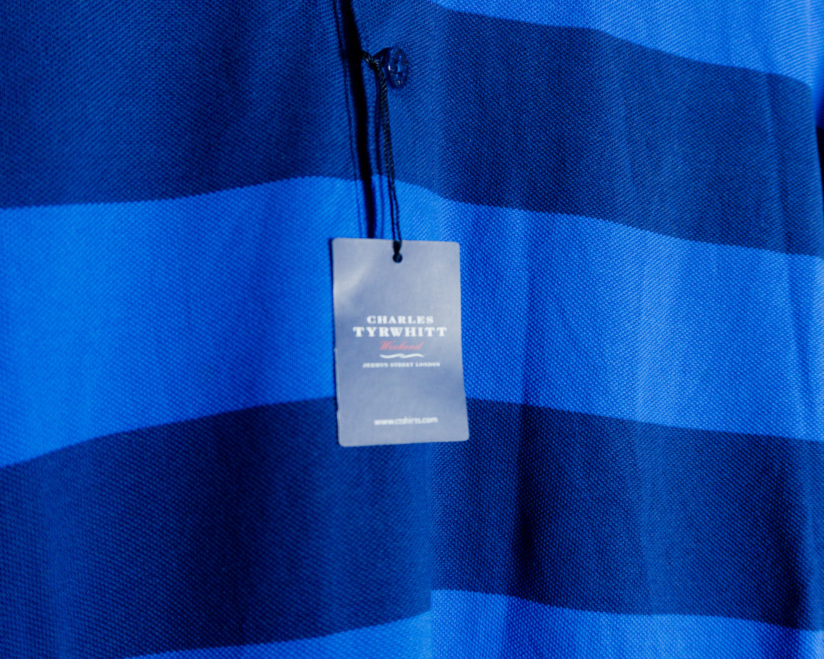 Polera polo Charles Tyrwhitt de rayas azules — Talla XL