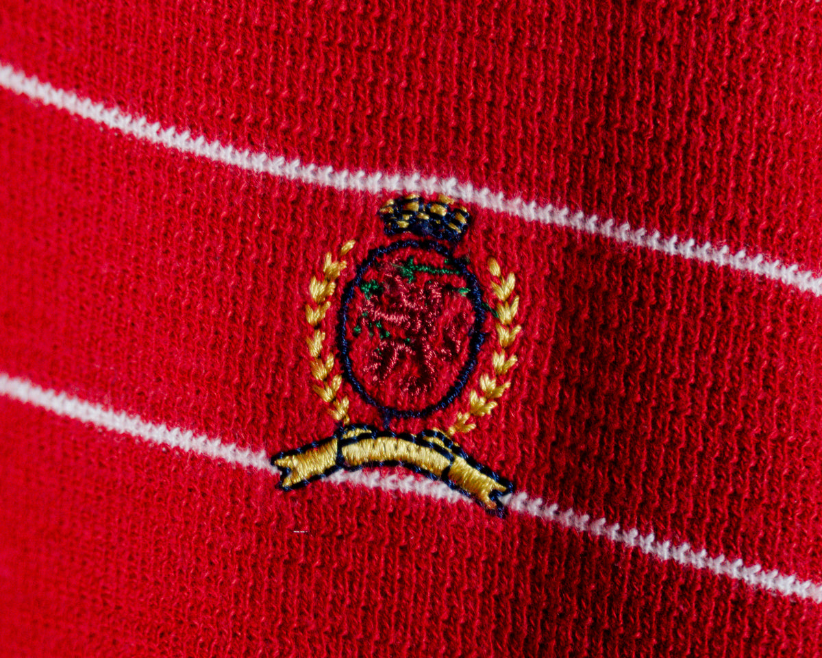 Polera polo Tommy Hilfiger vintage roja a rayas — Talla XL