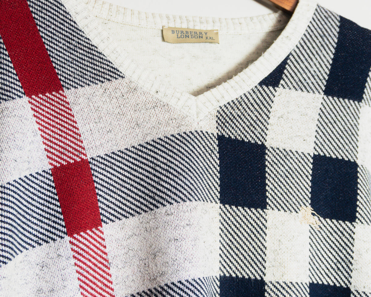 Sweater Burberry London de cuadros — Talla XXL (calce más pequeño)