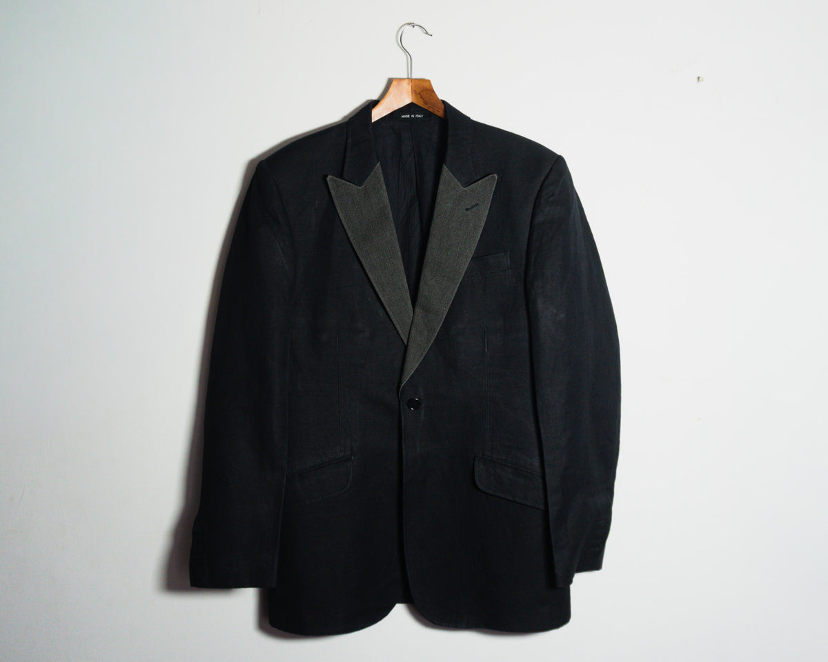 Blazer AllSaints negro de lino y algodón — Talla 52