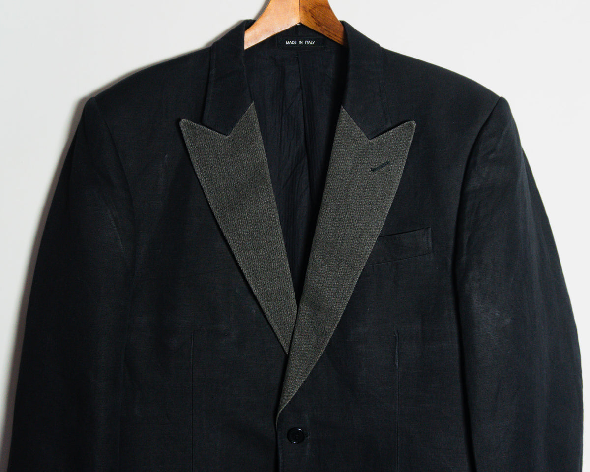 Blazer AllSaints negro de lino y algodón — Talla 52