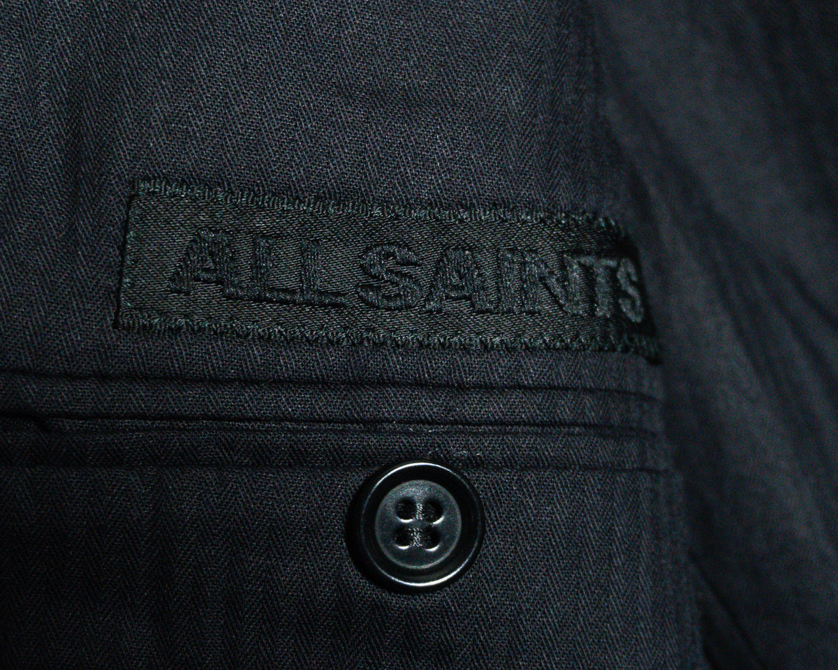 Blazer AllSaints negro de lino y algodón — Talla 52