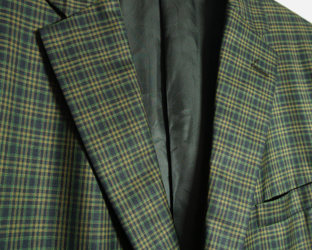 Blazer Tom James de cuadros verdes, tejido Holland & Sherry — Talla aproximada XL