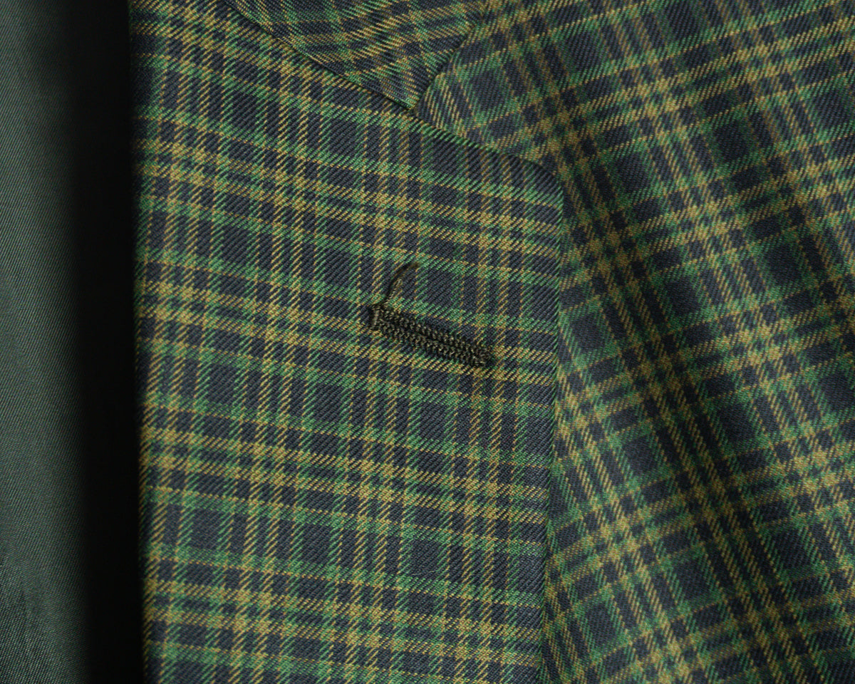 Blazer Tom James de cuadros verdes, tejido Holland & Sherry — Talla aproximada XL