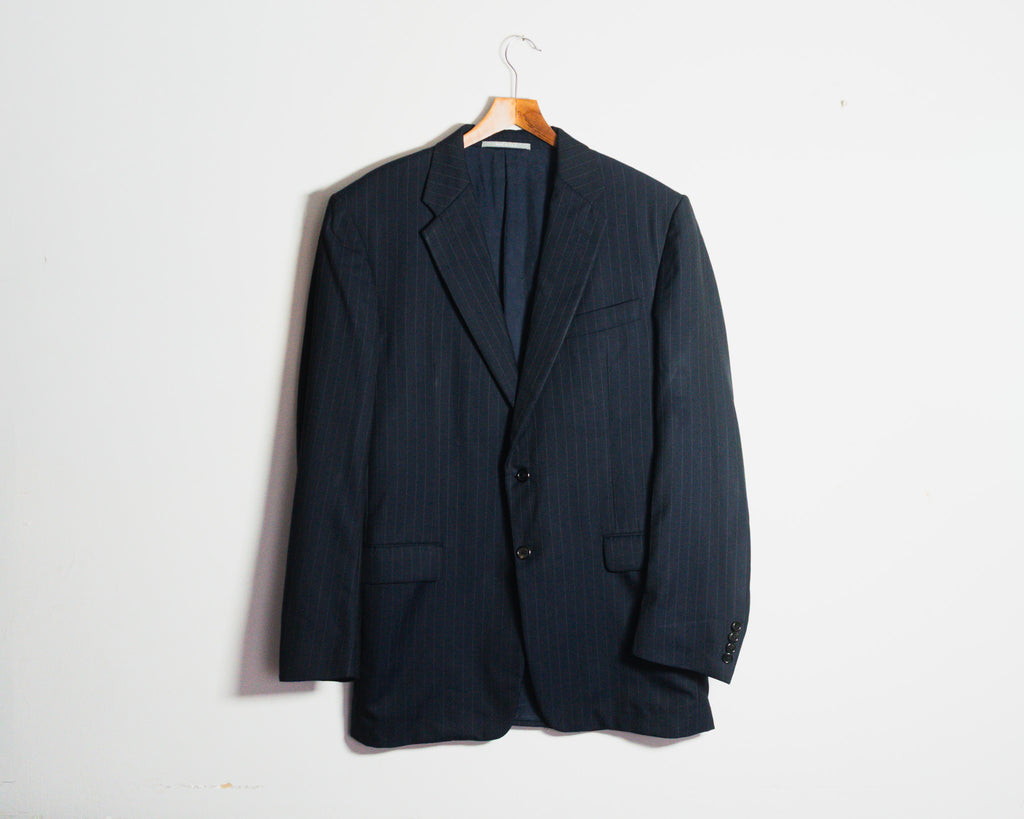 Blazer Hickey Freeman azul marino de rayas — Talla 42L
