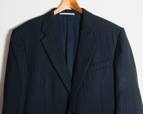 Blazer Hickey Freeman azul marino de rayas — Talla 42L