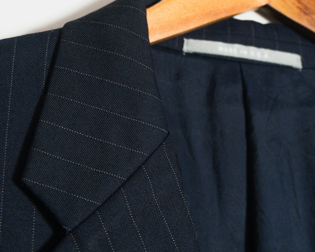 Blazer Hickey Freeman azul marino de rayas — Talla 42L