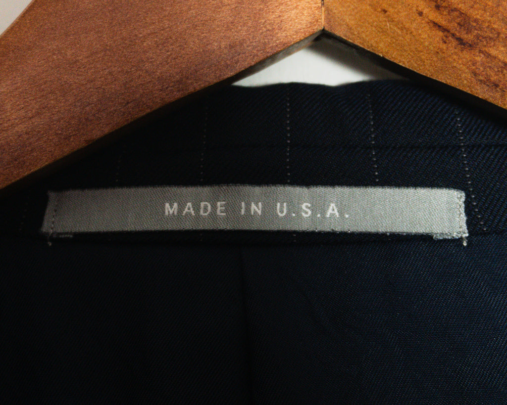 Blazer Hickey Freeman azul marino de rayas — Talla 42L