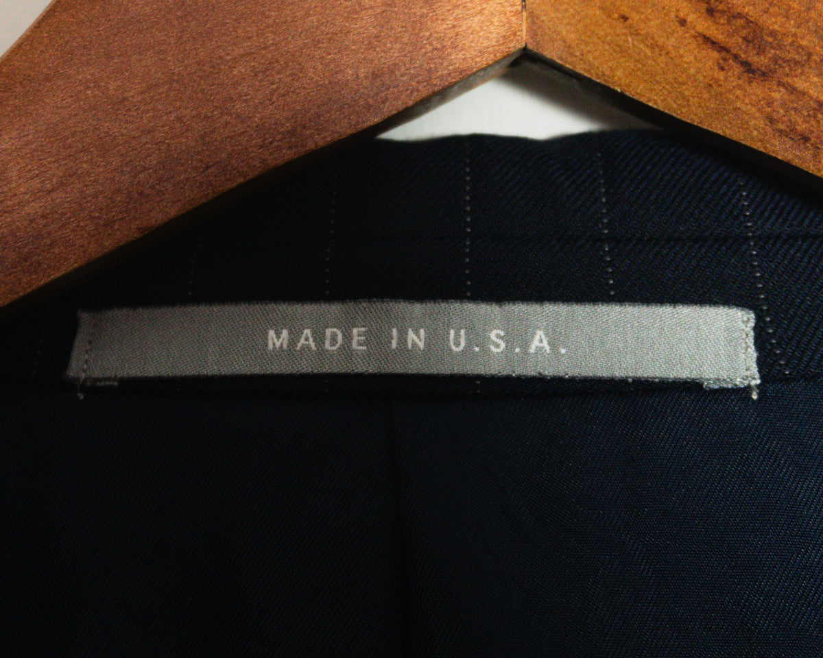 Blazer Hickey Freeman azul marino de rayas — Talla 42L